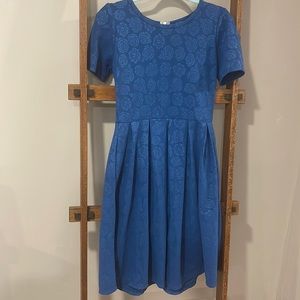 LulaRoe Blue Flower Zip Up Dress